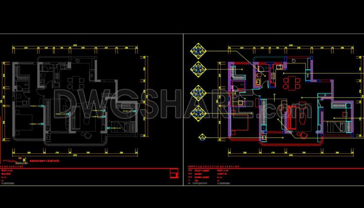 Detailed AutoCAD drawings for the design of a 125m2 apartment in a condominium