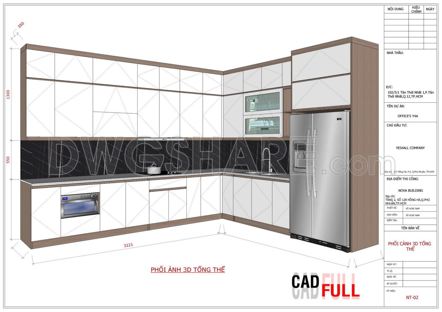Detailed kitchen design drawing in SketchUp format available