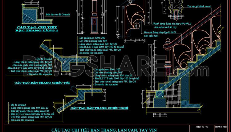 106. Detailed drawings of stairs in autocad file