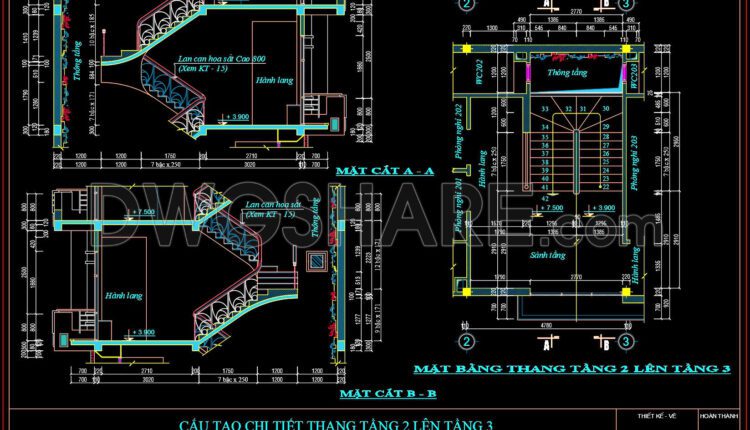 106. Detailed drawings of stairs in autocad file