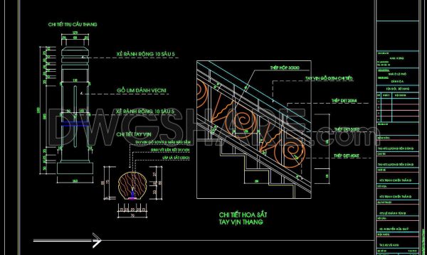 107. Detailed drawings of stairs in autocad file