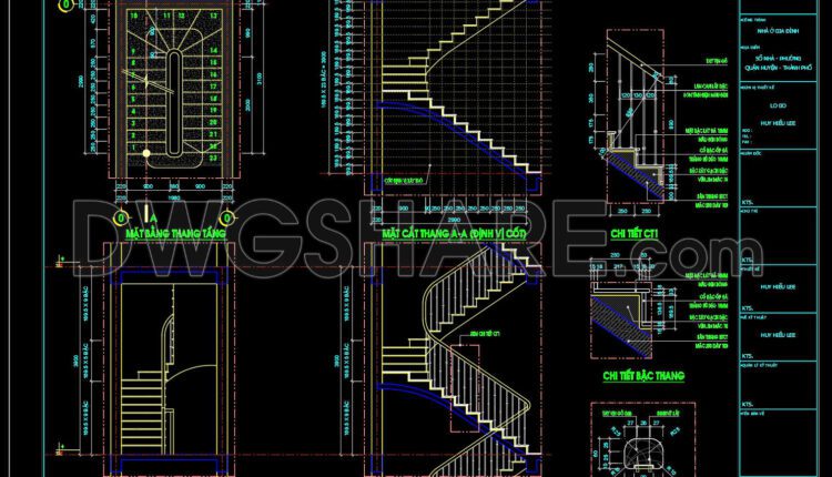 130.Detailed drawings of stairs in autocad file