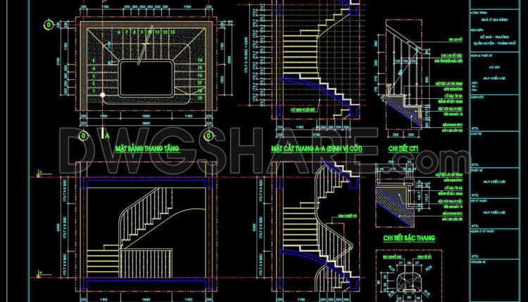 133.Detailed drawings of stairs in autocad file