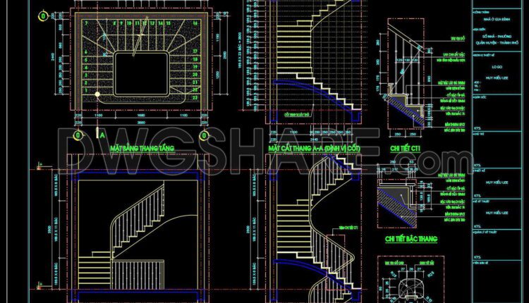 133.Detailed drawings of stairs in autocad file