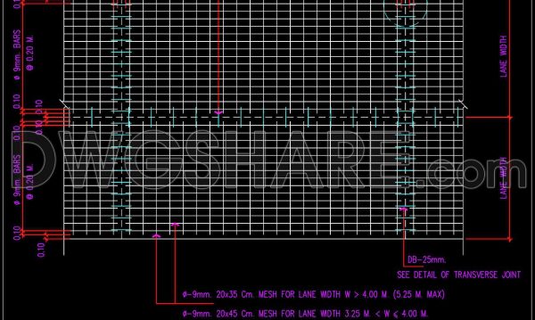 136. Cad Drawing Of Plan of Reinforced Concrete Pavement For Download