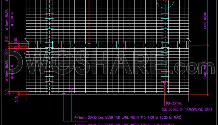 136. Cad Drawing Of Plan of Reinforced Concrete Pavement For Download
