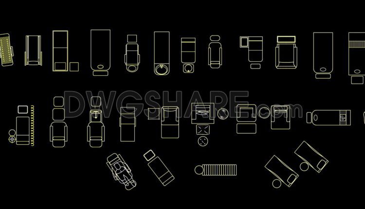 234. The CAD layout drawing of various types of beds for the Spa