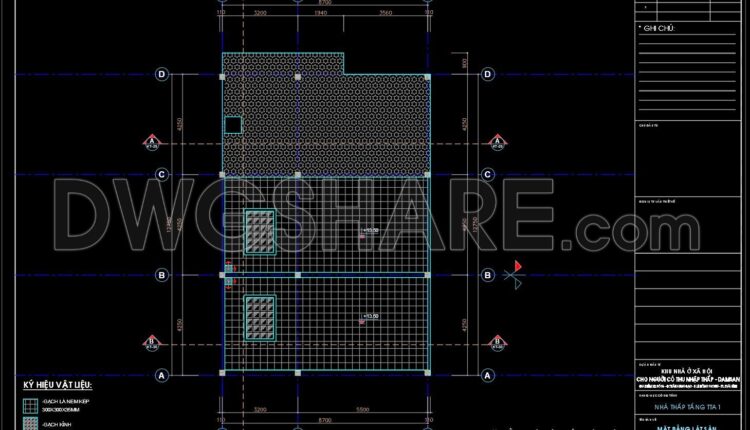 245. Cad Drawings Of 4-Story House Interior layout, floor plan, ceiling plan 12.8m x 17m For Download