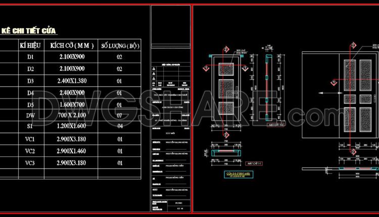455.Detailed AutoCAD Drawings Of Doors, Windows For Download