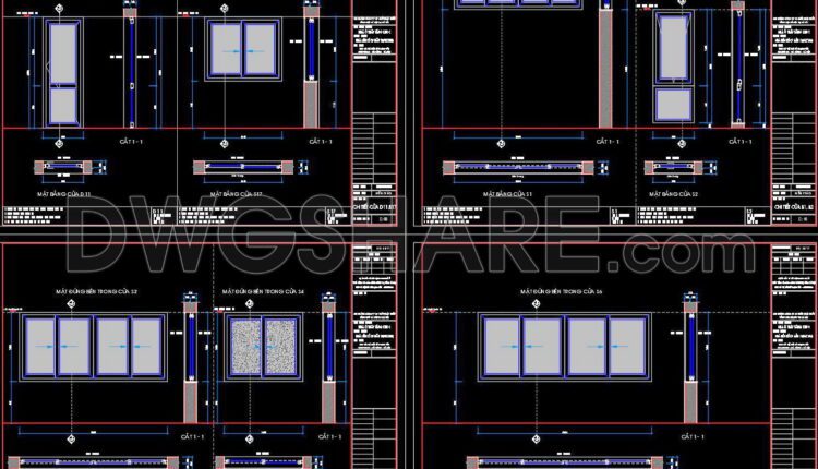 463.Detailed AutoCAD Drawings Of Doors, Windows For Download
