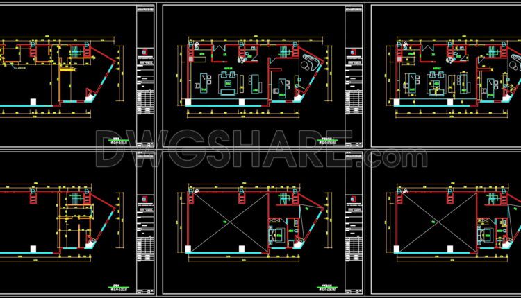 CAD drawings for the interior office design construction spanning an area of 180m2