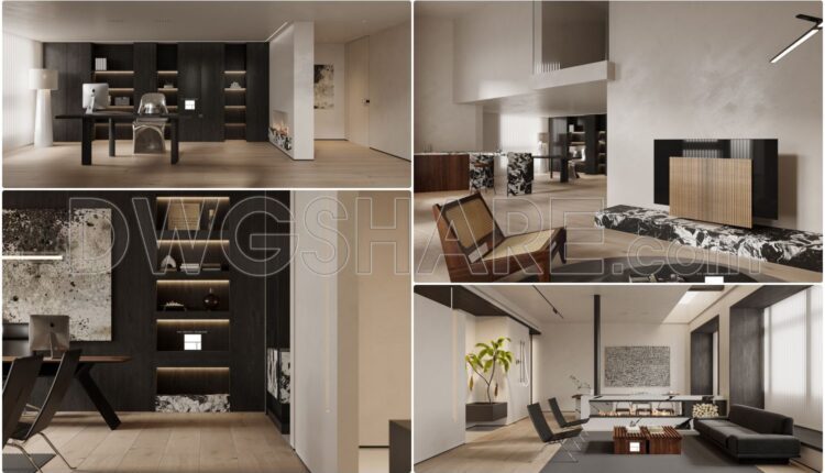 CAD drawings for the interior office design construction spanning an area of 180m2