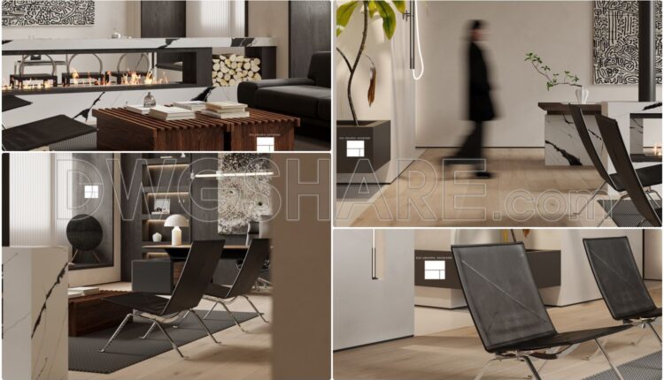 CAD drawings for the interior office design construction spanning an area of 180m2