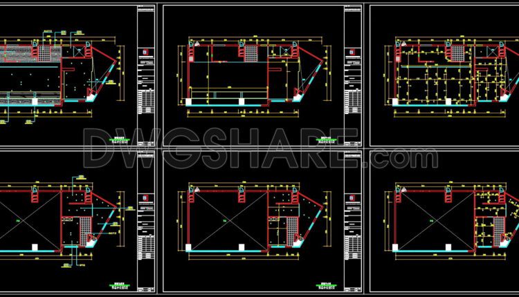 CAD drawings for the interior office design construction spanning an area of 180m2