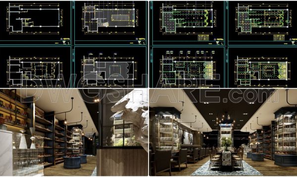 3 years ago
                

                
             6,121Download the detailed CAD drawing of the bakery restaurant design with an area of 320m2