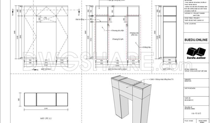 SketchUp Layout drawing for the interior design and construction of a 3-bedroom condominium