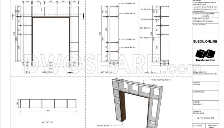 SketchUp Layout drawing for the interior design and construction of a 3-bedroom condominium