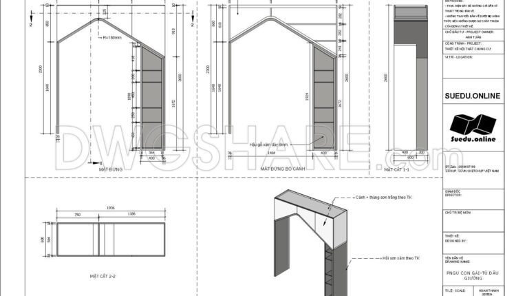SketchUp Layout drawing for the interior design and construction of a 3-bedroom condominium