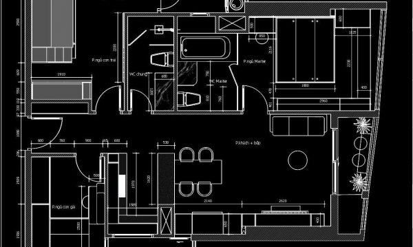 SketchUp Layout drawing for the interior design and construction of a 3-bedroom condominium