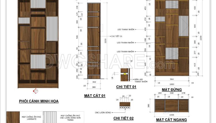 SketchUp Layout drawing for the interior design and construction of a two-bedroom condominium