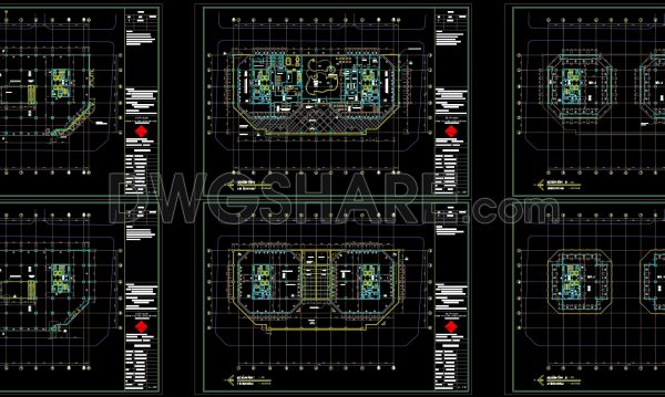 10. CAD drawings of the floor plan design for a 21-story twin tower