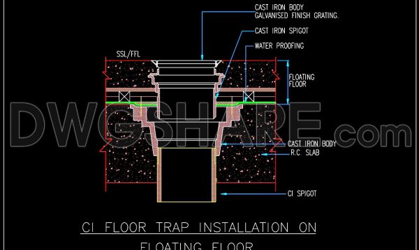 107. Cad Drawing Of Floor Trap Installation On Floating Floor For Download