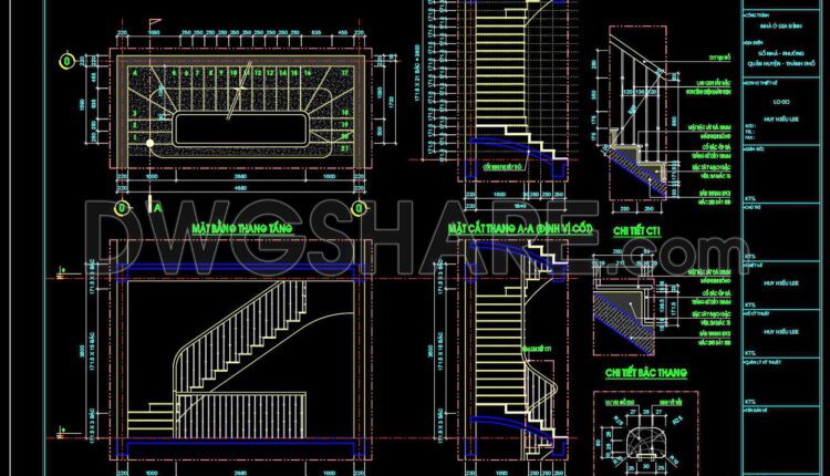 135. Detailed drawings of stairs in autocad file