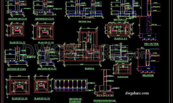 2 years ago
                

                
             1,503141. Cad Drawing Of Stairs Footing Plan and Sections Details For Download