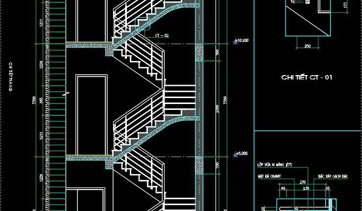 142. Detailed drawings of stairs in autocad file