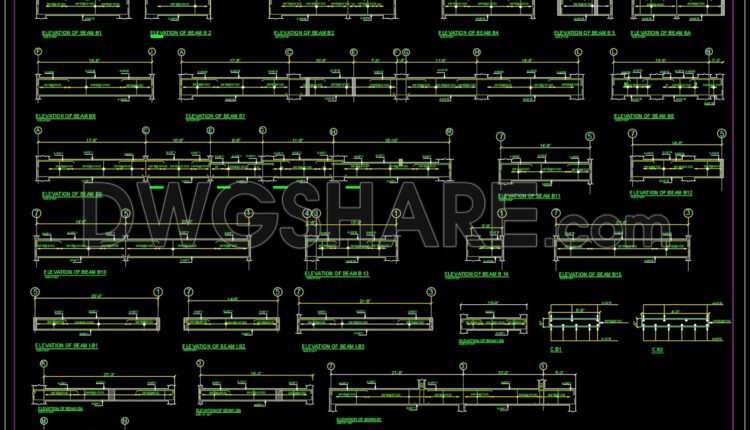 143. Cad Drawing Of Ground Floor Beam Elevation Details For Download