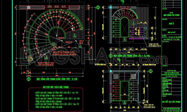 145. Detailed drawings of stairs in autocad file