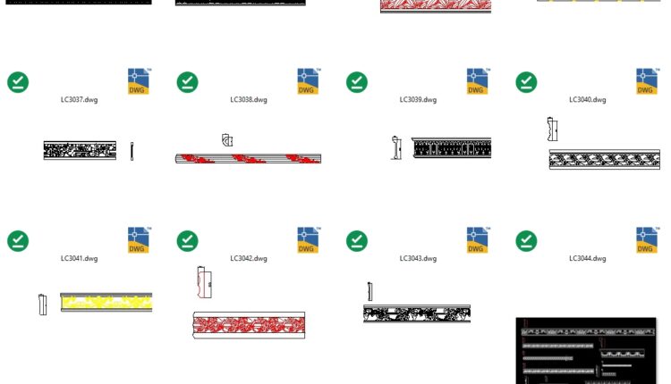 146. CAD drawings for Floral Pattern Wall Decorative Molding for free download