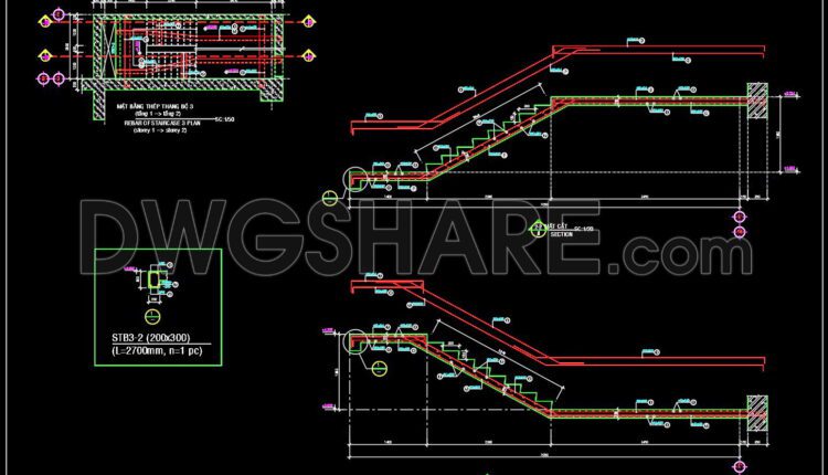 146. Cad Drawing Of Staircase Reinforcement Concrete For Download