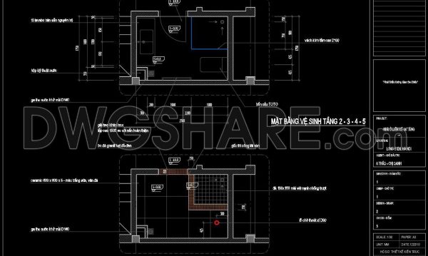 146. WC Layout Plan and elevations details CAD drawings download