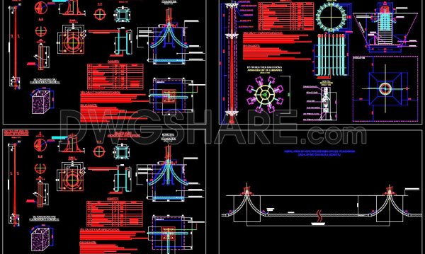 147. Cad Drawing Of Lighting Pole Foundation and Electrical Details For Download
