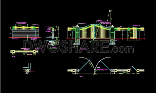 2 years ago
                

                
             1,813152. Cad Drawing Of Steel Gate Plan Elevation and Sections Details For Download