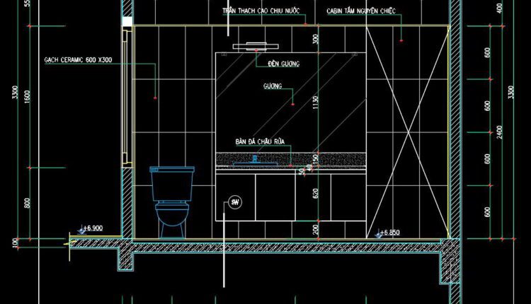 153. WC Layout Plan and elevations details CAD drawings download