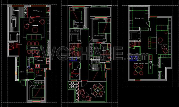 189. Layout plan for a three-story residential project with an area of ​​48 square meters