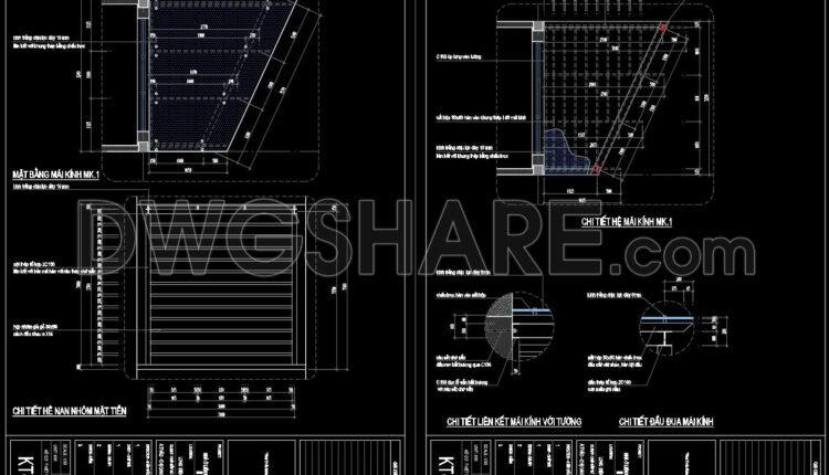 221. CAD drawing detailing the glass roof connected to the masonry wall for download (1)