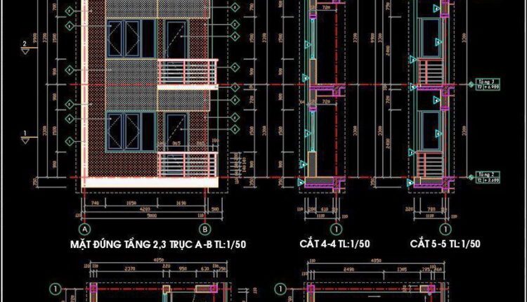 224. Detailed CAD drawings of vertical facades in classical architecture