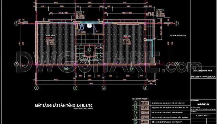 246. The Detailed Cad Drawings Of Floor Plans For A 4-story House With An Area Of ​​4.5m X 11.6m