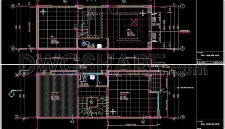 246. Free The Detailed Cad Drawings Of Floor Plans For A 4-story House With An Area Of ​​4.5m X 11.6m (7)