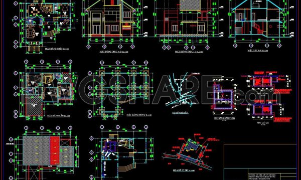 2 years ago
                

                
             3,151251. The CAD drawings of the floor plan, elevation, and cross-sections of the 2-story house with dimensions of 12.4m x 12.7m