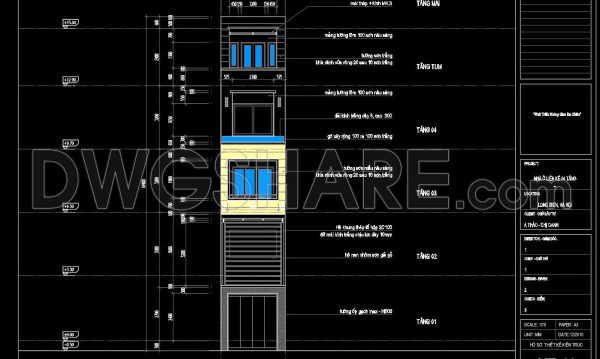 2 years ago
                

                
             2,071252. The CAD drawings of the floor plan, elevation, and cross-sections of the 5-story house with dimensions of 3.2m x 19.5m