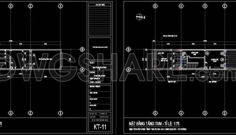 252. The CAD drawings of the floor plan, elevation, and cross-sections of the 5-story house with dimensions of 3.2m x 19.5m