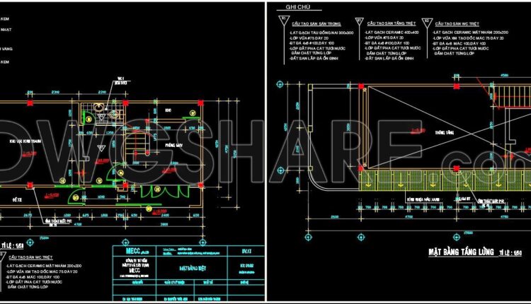 254. The CAD drawings of the floor plan, elevation, and cross-sections of the 4-story house with dimensions of 5.2m x 14.8m