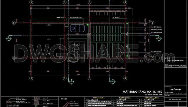 256. The CAD drawings of the floor plan, elevation, and cross-sections of the 4-story house with dimensions of 4.5m x 12m