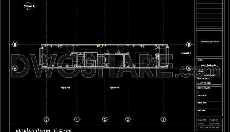 44. CAD drawings for detailed electrical designs for a 4-story townhouse 3.2m x 20m