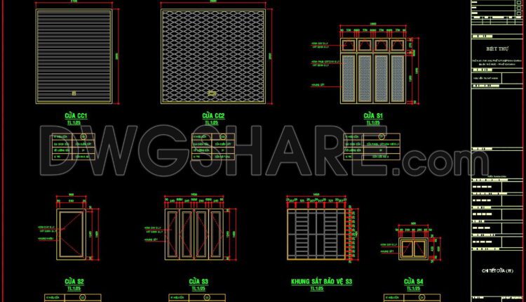 472. Detailed AutoCAD Drawings Of Doors, Windows For Download