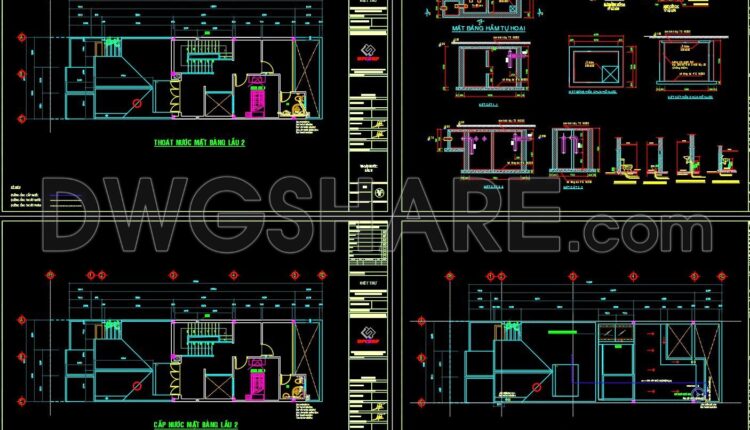 50. CAD drawings for detailed electrical designs for a 3-story townhouse 6m x 20m
